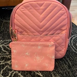 Pink nylon back pack w/ pouch